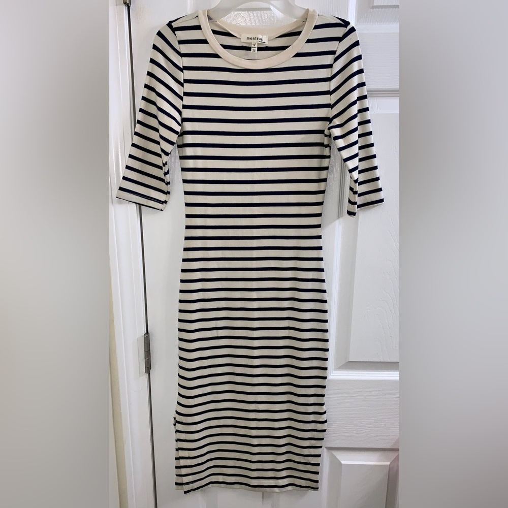 Navy and Cream Striped Dress